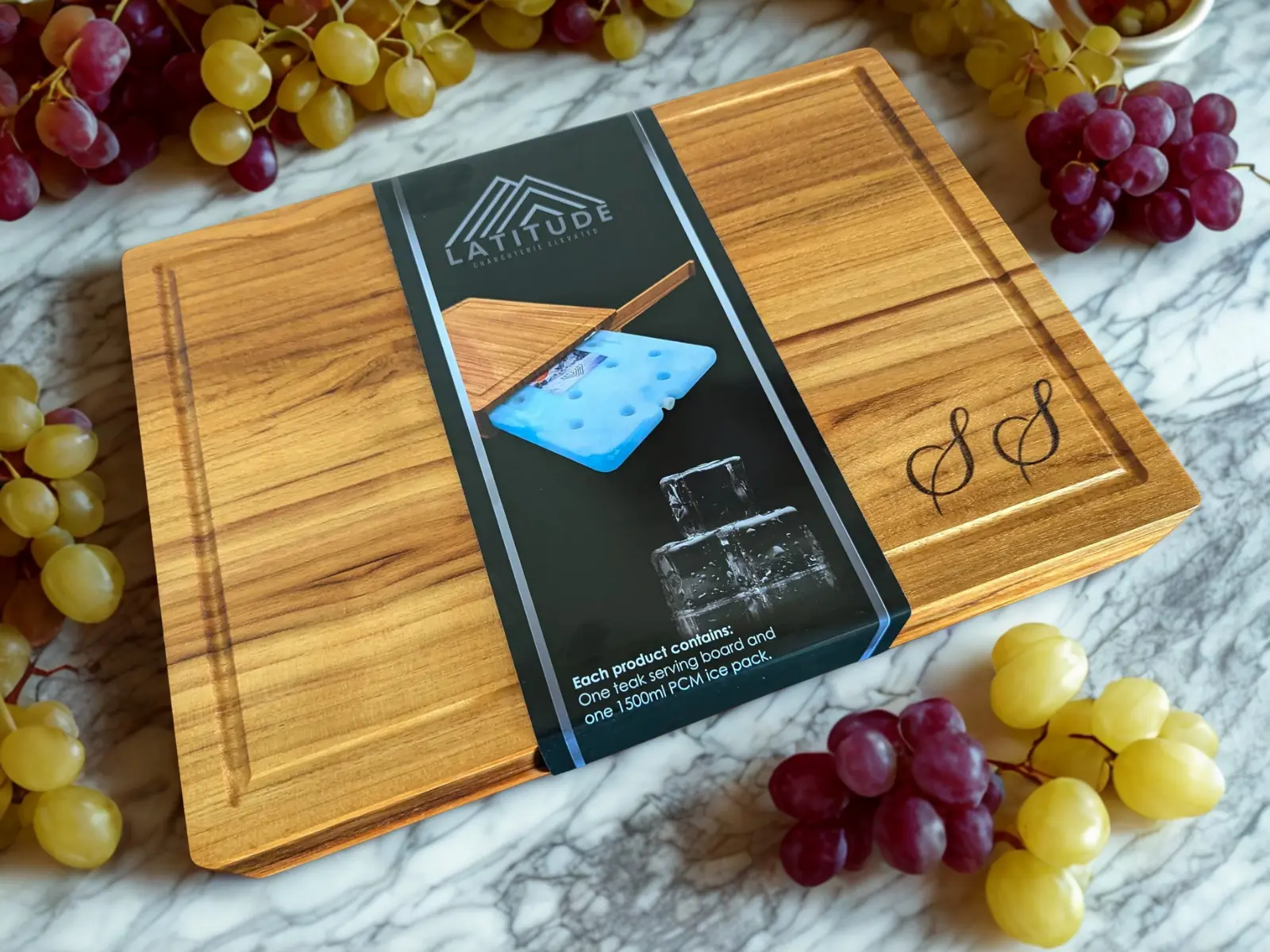 Latitude Board - Teak Charcuterie Board with Insertable Ice Brick