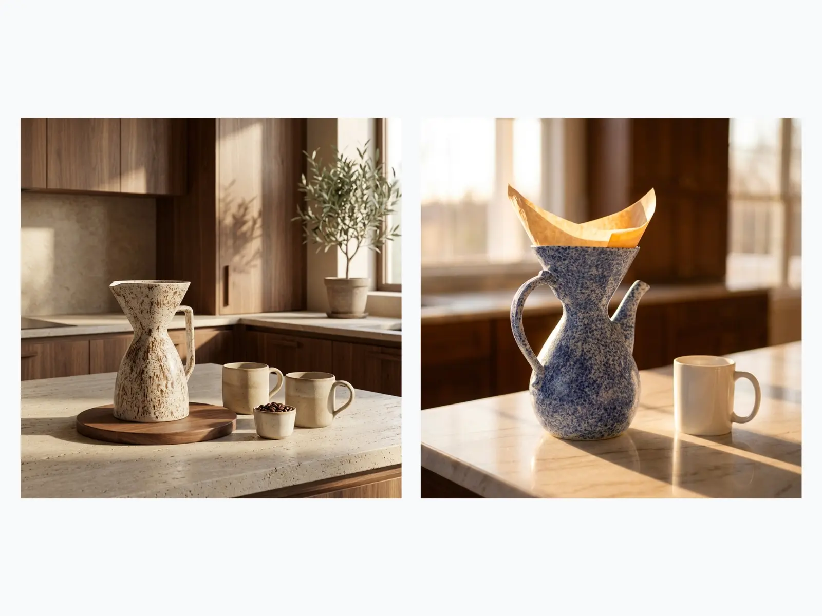 Filtrare coffee maker on table in bright kitchen