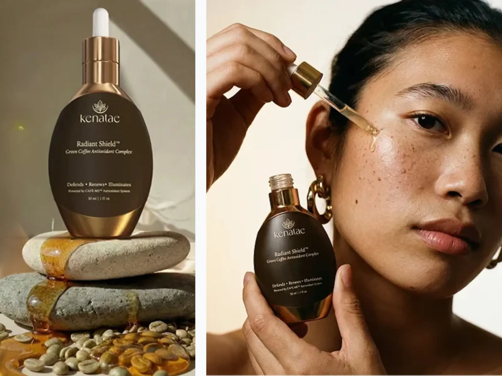 kenatae skincare with model