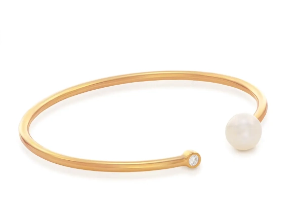 Theo and Grace Pearl Bangle in gold