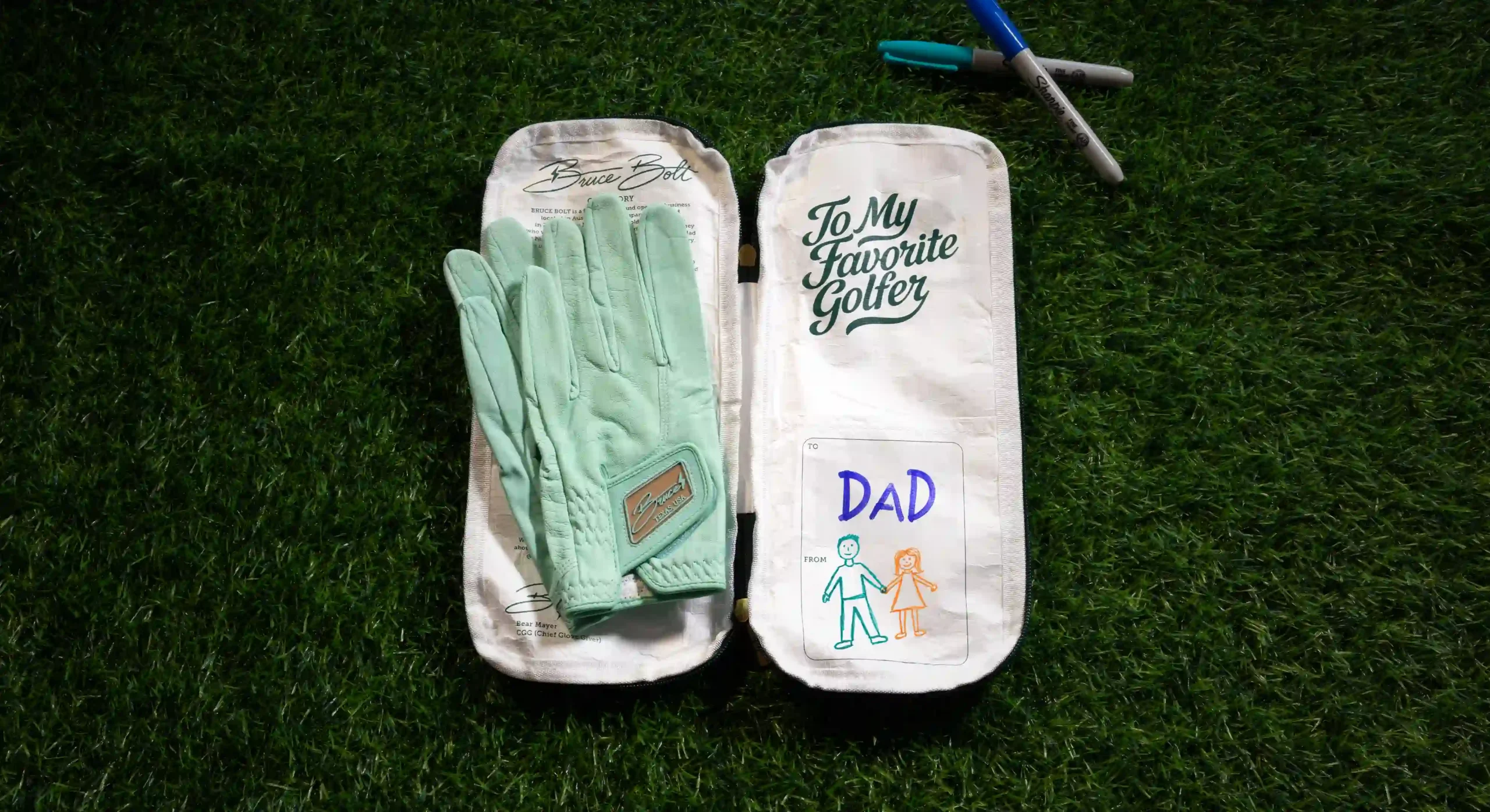 Custom golf glove bag for dad from Bruce Bolt