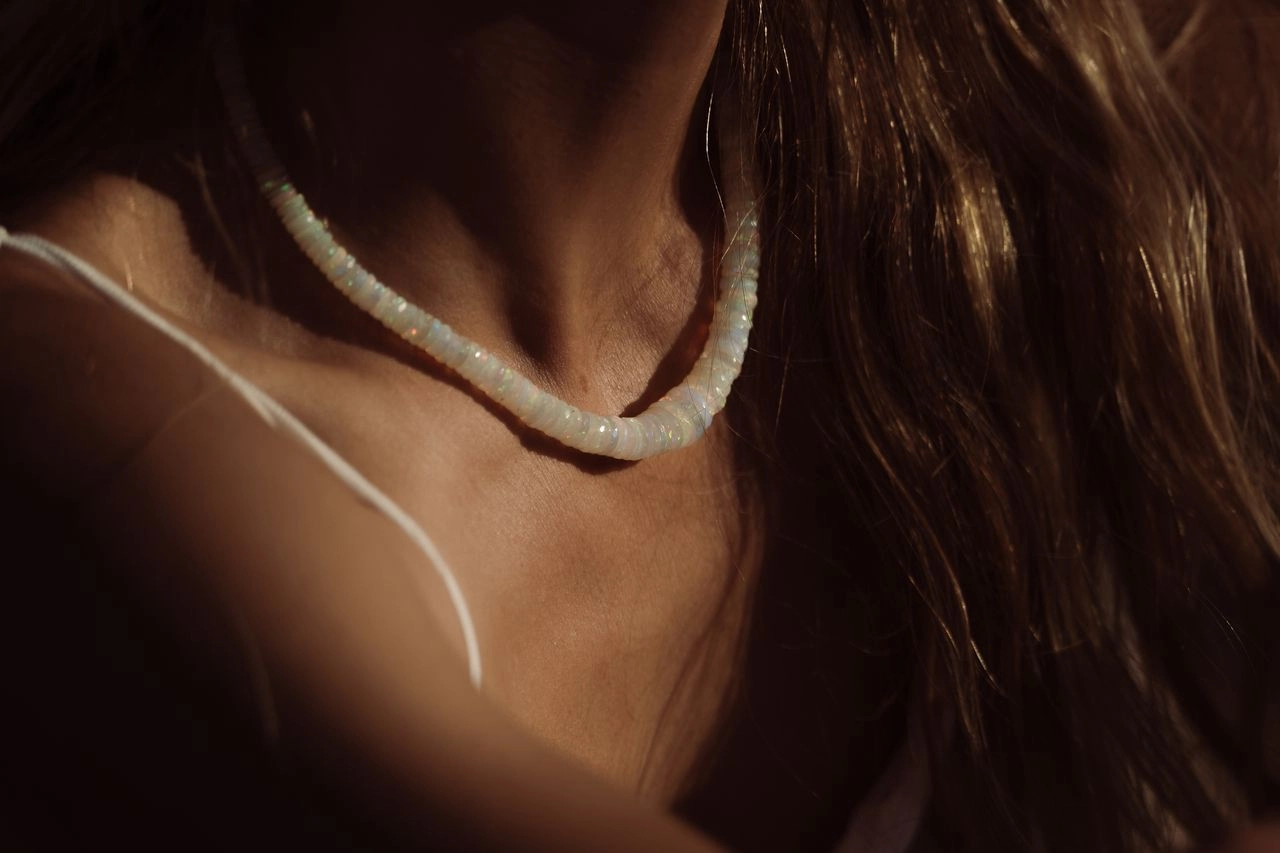 yellow Opal Necklace on woman by Sanamama
