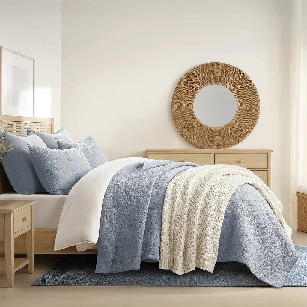 Blue Organic Cotton Quilt from Evergrace Housewarming stable